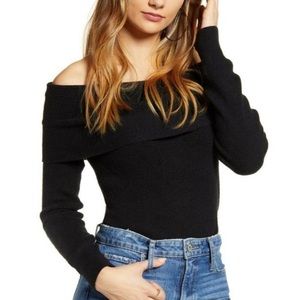Leith Black Off the Shoulder Sweater